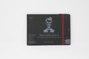 Õmmeldud visandiplokk must SMLT "Authenticbook", 176x245mm, 18 lehte, 165 g/m2 hind ja info | Vihikud, märkmikud ja paberikaubad | kaup24.ee