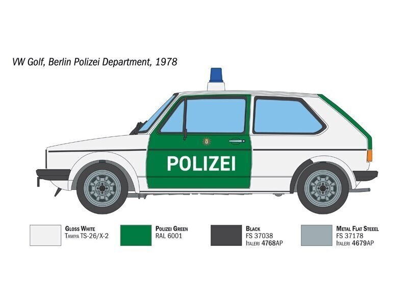 Italeri - VW Golf Polizei, 1/24, 3666 цена и информация | Klotsid ja konstruktorid | kaup24.ee