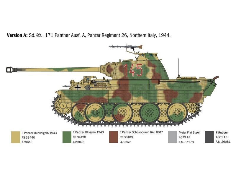 Italeri - Sd.Kfz.171 Panther Ausf. A, 1/35, 0270 hind ja info | Klotsid ja konstruktorid | kaup24.ee