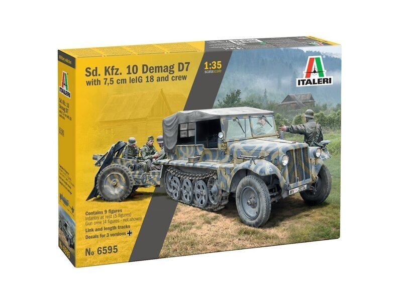 Italeri - Sd. Kfz. 10 Demag D7 with 7,5 cm leIG 18 and crew, 1/35, 6595 цена и информация | Klotsid ja konstruktorid | kaup24.ee