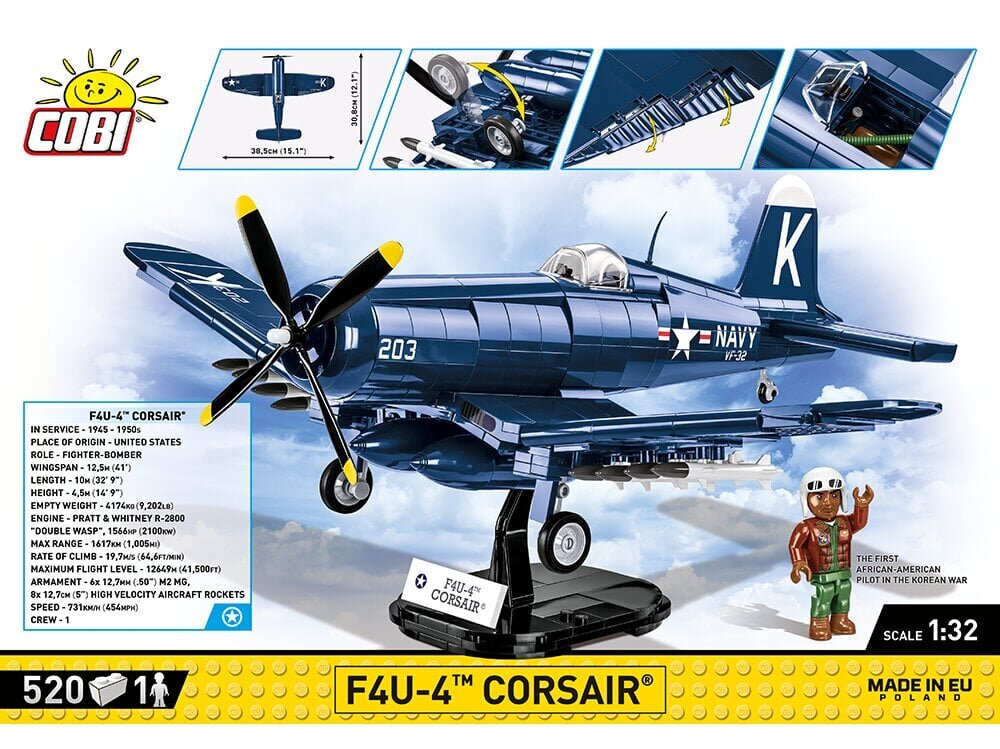 COBI - Plastkonstruktorid F4U-4 Corsair, 1/32, 2417 цена и информация | Klotsid ja konstruktorid | kaup24.ee