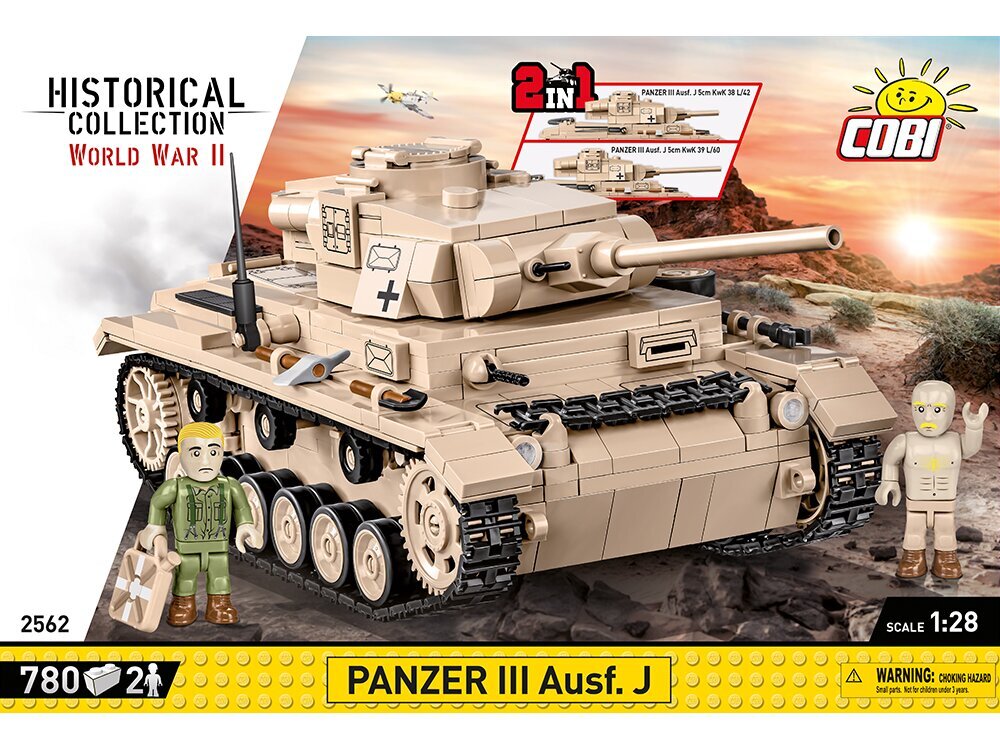 COBI - Plastkonstruktorid Panzer III Ausf. J, 1/28, 2562 цена и информация | Klotsid ja konstruktorid | kaup24.ee