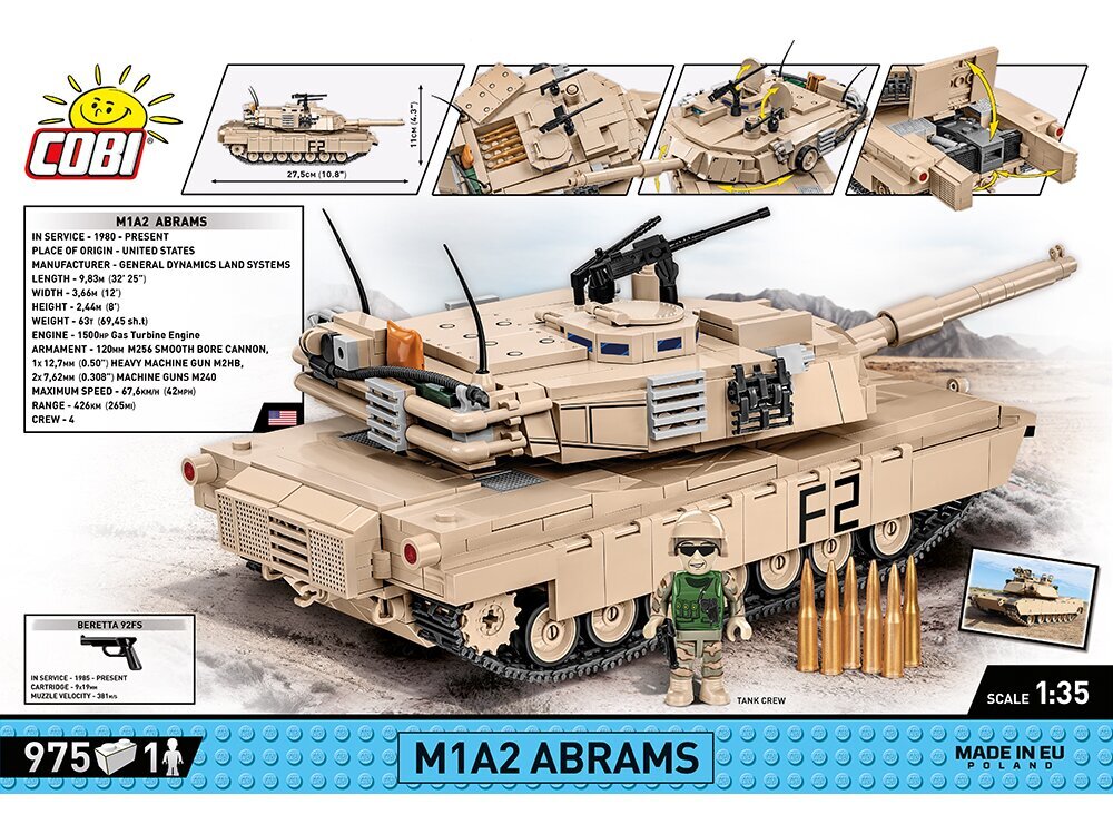 COBI - Plastkonstruktorid M1A2 Abrams, 1/35, 2622 hind ja info | Klotsid ja konstruktorid | kaup24.ee