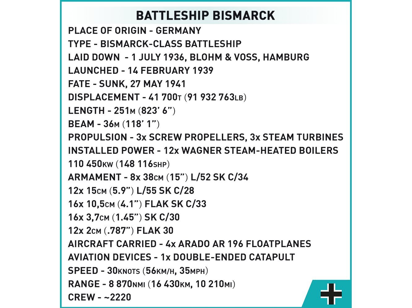 COBI - Plastkonstruktorid Battleship Bismarck - Executive Edition, 1/300, 4840 цена и информация | Klotsid ja konstruktorid | kaup24.ee