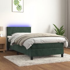 vidaXL kontinentaalvoodi madrats, LED, tumeroheline, 90x190 cm, samet hind ja info | Voodid | kaup24.ee