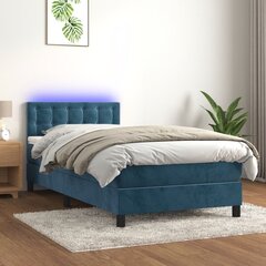 vidaXL kontinentaalvoodi madrats, LED, tumesinine, 90x190 cm, samet цена и информация | Кровати | kaup24.ee