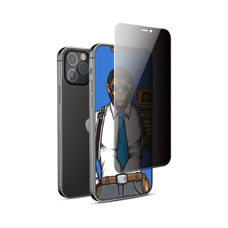 5D Mr. Monkey iPhone 14 Pro (6,1") täisekraani kaitseklaas (Strong Privacy) hind ja info | Ekraani kaitsekiled | kaup24.ee