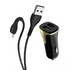 Автомобильная зарядка Hoco Z31 Quick Charge 3.0 (3.4A) с 2 USB портами + Lightning, белая цена и информация | Зарядные устройства для телефонов | kaup24.ee