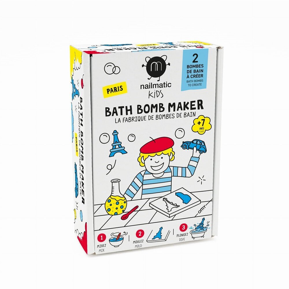 Vannipommide komplekt lastele Nailmatic Kids Bath Bomb Maker Paris, 2 tk hind ja info | Dušigeelid, õlid | kaup24.ee