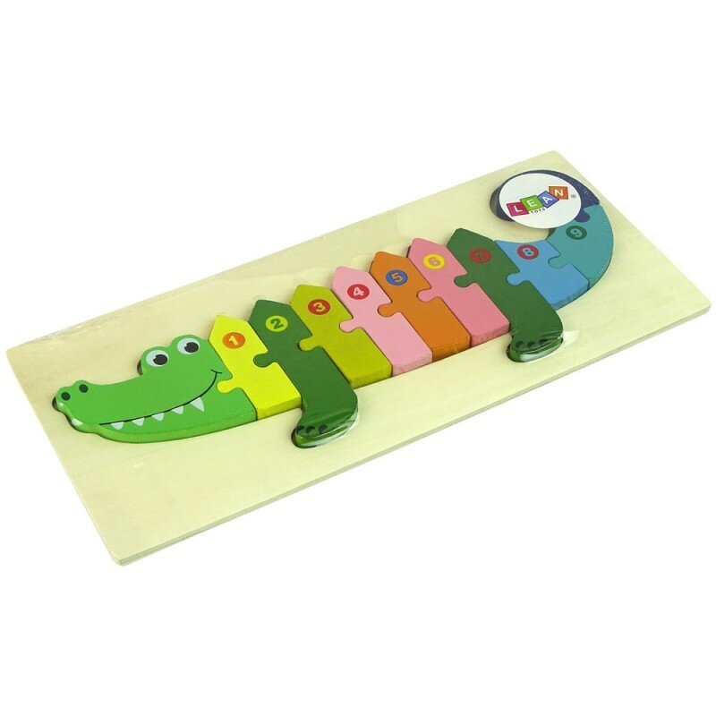 Set of Wooden Puzzles Crocodile Numbers цена и информация | Pusled | kaup24.ee