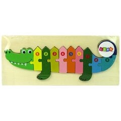 Set of Wooden Puzzles Crocodile Numbers цена и информация | Пазлы | kaup24.ee