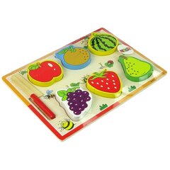 Wooden Fruit Chopping Set 6 Pieces Strawberry Pear Grape hind ja info | Tüdrukute mänguasjad | kaup24.ee