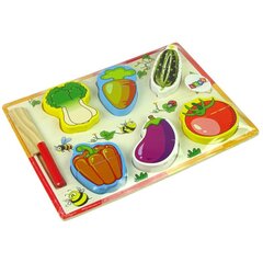 Wooden Vegetable Chopping Set 6 Pieces Tomato Peppers Cucumber цена и информация | Игрушки для девочек | kaup24.ee