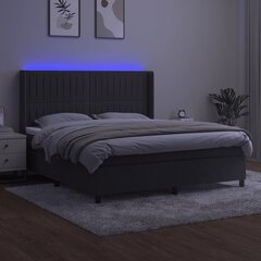 vidaXL kontinentaalvoodi madratsiga ja LED, tumehall, 180x200 cm, samet цена и информация | Кровати | kaup24.ee