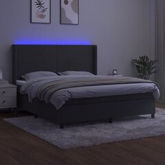 vidaXL kontinentaalvoodi madratsiga ja LED, tumehall, 180x200 cm, samet цена и информация | Кровати | kaup24.ee