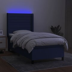 vidaXL kontinentaalvoodi madratsiga ja LED, sinine, 90x190 cm, kangas цена и информация | Кровати | kaup24.ee