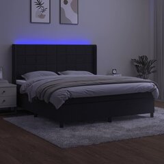 vidaXL kontinentaalvoodi madratsiga ja LED, must, 160x200 cm, samet цена и информация | Кровати | kaup24.ee