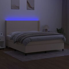 Кровать vidaXL с пружинами/матрас/LED, ткань, 180x200 см, кремовый цвет цена и информация | Кровати | kaup24.ee