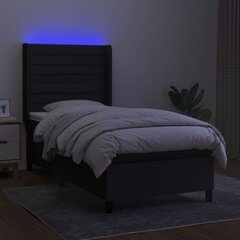 vidaXL kontinentaalvoodi madratsiga, LED, must, 90x190 cm, kangas цена и информация | Кровати | kaup24.ee