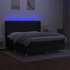 vidaXL kontinentaalvoodi madratsiga, LED, must, 160x200 cm, kangas цена и информация | Кровати | kaup24.ee