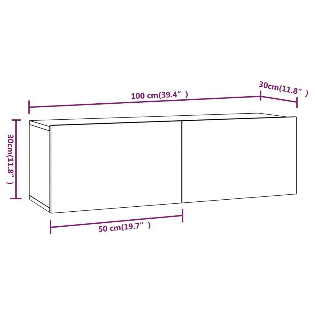 vidaXL seina telerikapid 4 tk, kõrgläikega valge, 100 x 30 x 30 cm цена и информация | TV alused | kaup24.ee