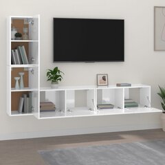 vidaXL 4-osaline telerikappide komplekt, kõrgläikega valge, tehispuit hind ja info | TV alused | kaup24.ee