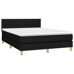 Кровать с пружинами и матрасом, черная, 140х200 см, ткань цена и информация | Кровати | kaup24.ee