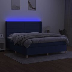 vidaXL kontinentaalvoodi madratsi ja LEDiga, sinine, 180x200 cm, kangas hind ja info | Voodid | kaup24.ee