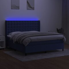 vidaXL kontinentaalvoodi madratsi ja LEDiga, sinine, 180x200 cm, kangas hind ja info | Voodid | kaup24.ee