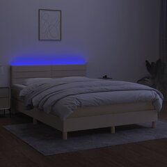 vidaXL kontinentaalvoodi madratsi ja LEDiga, kreemjas, 140x190 cm, kangas цена и информация | Кровати | kaup24.ee