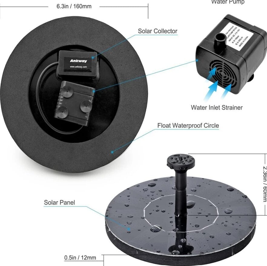 Päikeseenergial töötav purskkaev GY-8038 hind ja info | Dekoratsioonid | kaup24.ee