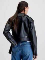 Naiste must jakk CALVIN KLEIN JEANS Faux Leather Crop Biker Black 560075353 цена и информация | Женские куртки | kaup24.ee