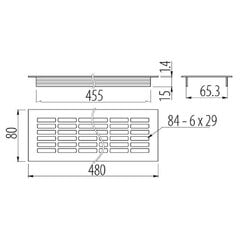 GTV ventilatsioonirest, 480 x 80 mm, must цена и информация | Другие принадлежности для мебели | kaup24.ee