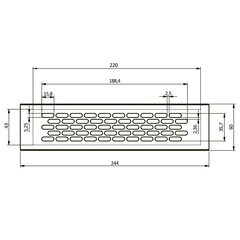 GTV ventilatsioonivõre, 245 x 60 mm, must hind ja info | Muud mööblitarvikud | kaup24.ee