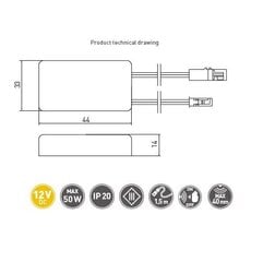 GTV 12V kontaktivaba lüliti materjali paksusele kuni 40 mm AE-WPDRW-00 hind ja info | Lülitid ja pistikupesad | kaup24.ee