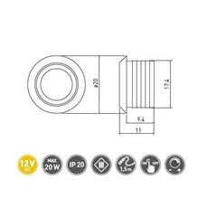 GTV hämardatav puutelüliti 12V DC, max.20W, Chrome AE-WBEZD-NB цена и информация | Выключатели, розетки | kaup24.ee