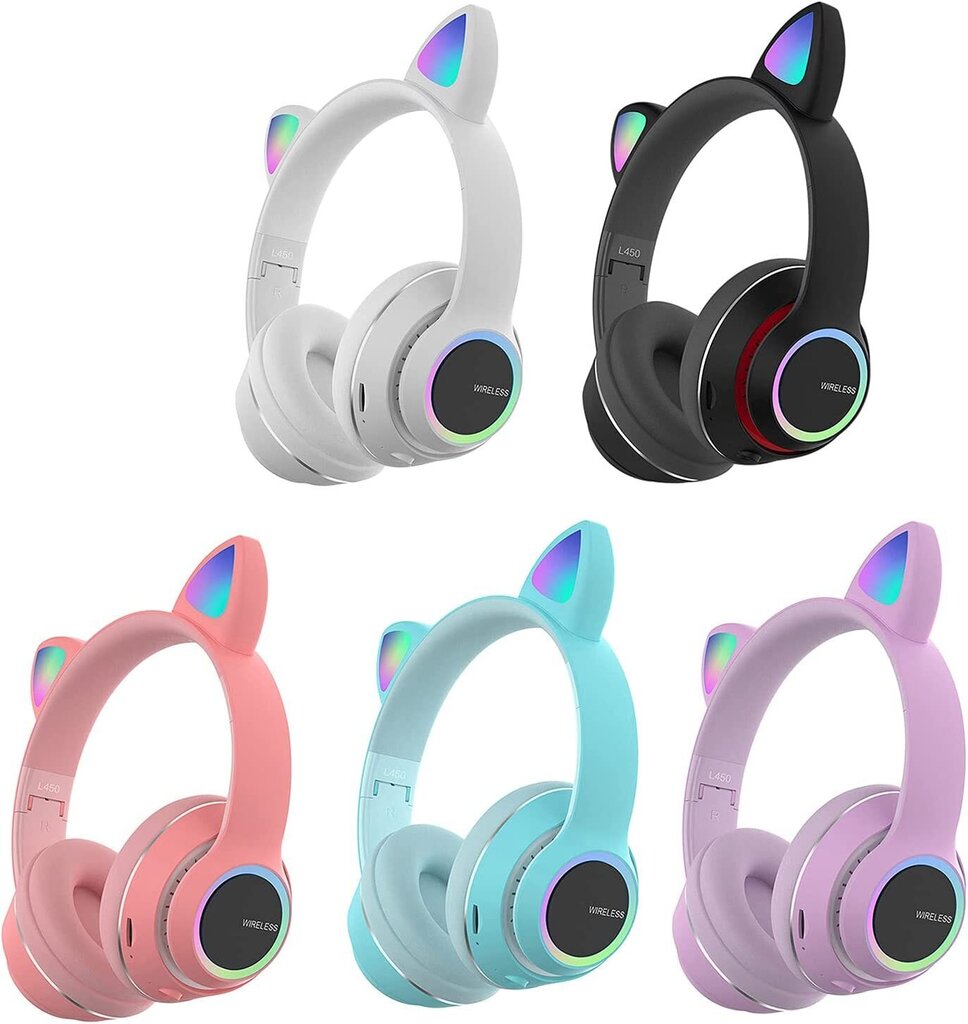 Juhtmeta RGB kõrvaklapid LED kassikõrvadega, L450 hind ja info | Kõrvaklapid | kaup24.ee