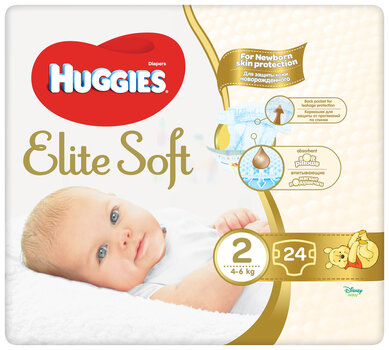 Подгузники HUGGIES Elite Soft, 2 размер, 24 шт. цена и информация | Подгузники | kaup24.ee