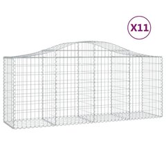 vidaXL kaarekujulised gabioonkorvid 11, 200x50x80/100cm tsingitud raud цена и информация | Заборы и принадлежности к ним | kaup24.ee