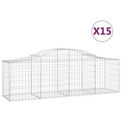 vidaXL kaarekujulised gabioonkorvid 15 tk, 200x50x60/80 cm, raud hind ja info | Aiad ja tarvikud | kaup24.ee