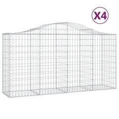 vidaXL kaarekujulised gabioonkorvid 4 tk, 200x50x100/120 cm, raud цена и информация | Заборы и принадлежности к ним | kaup24.ee