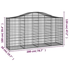 vidaXL kaarekujulised gabioonkorvid 6 tk, 200x50x100/120 cm, raud hind ja info | Aiad ja tarvikud | kaup24.ee