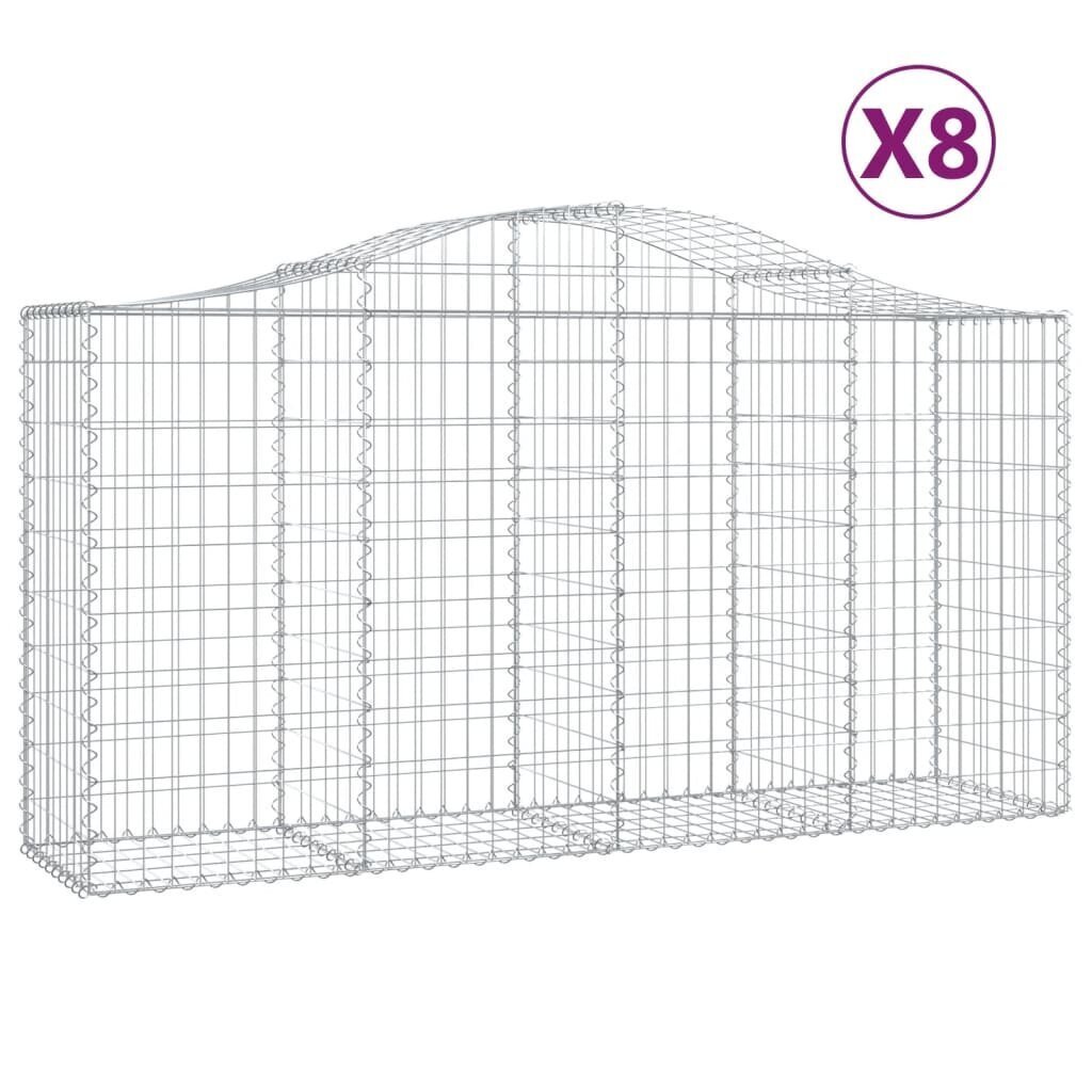 vidaXL kaarekujulised gabioonkorvid 8 tk, 200x50x100/120 cm, raud цена и информация | Aiad ja tarvikud | kaup24.ee