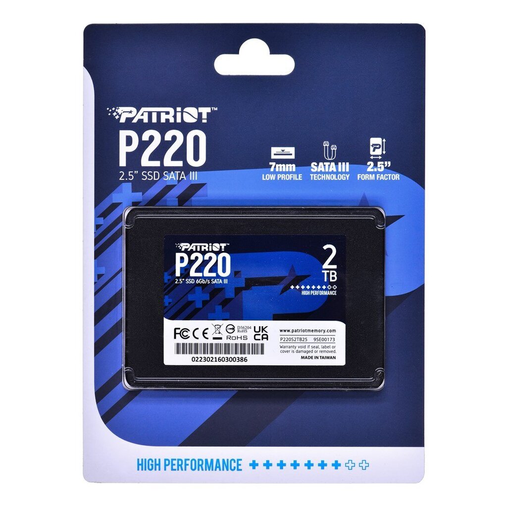 Patriot P220, 2TB (P220S2TB25) hind ja info | Sisemised kõvakettad (HDD, SSD, Hybrid) | kaup24.ee