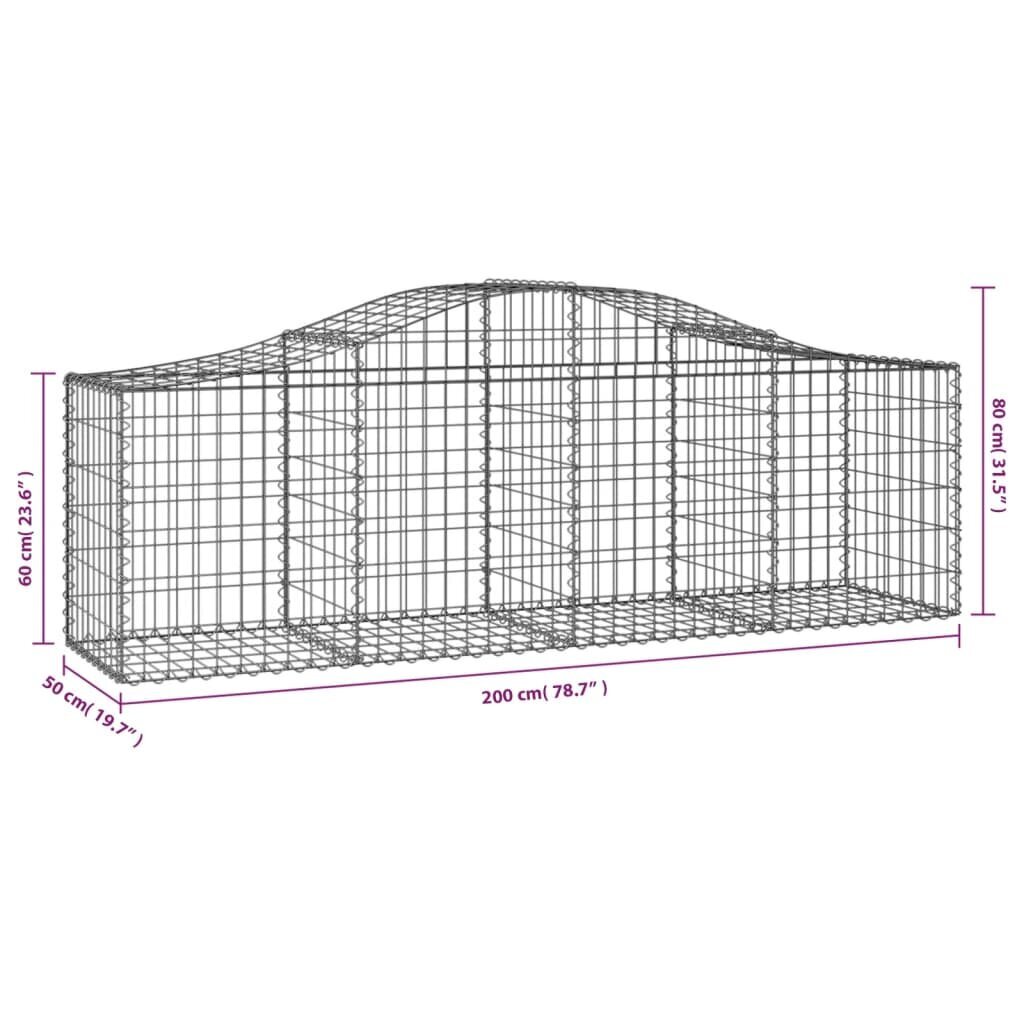 vidaXL kaarekujulised gabioonkorvid 3 tk, 200x50x60/80 cm, raud hind ja info | Aiad ja tarvikud | kaup24.ee