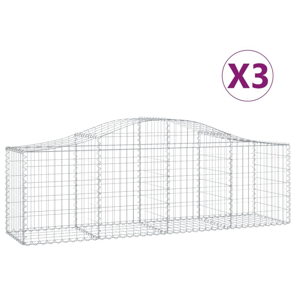 vidaXL kaarekujulised gabioonkorvid 3 tk, 200x50x60/80 cm, raud hind ja info | Aiad ja tarvikud | kaup24.ee