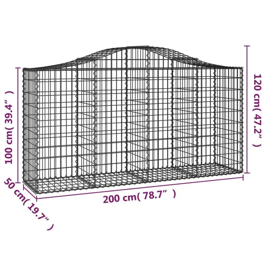 vidaXL kaarekujulised gabioonkorvid 12 tk, 200x50x100/120 cm, raud цена и информация | Aiad ja tarvikud | kaup24.ee