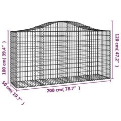 vidaXL kaarekujulised gabioonkorvid 13 tk, 200x50x100/120 cm, raud hind ja info | Aiad ja tarvikud | kaup24.ee