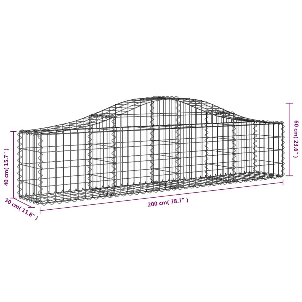 vidaXL kaarekujulised gabioonkorvid 8 tk, 200x30x40/60 cm, raud hind ja info | Aiad ja tarvikud | kaup24.ee