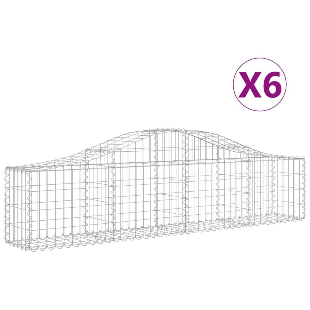 vidaXL kaarekujulised gabioonkorvid 6 tk, 200x30x40/60 cm, raud цена и информация | Aiad ja tarvikud | kaup24.ee